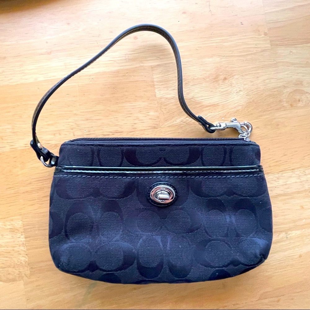 Black Signature Canvas Wristlet